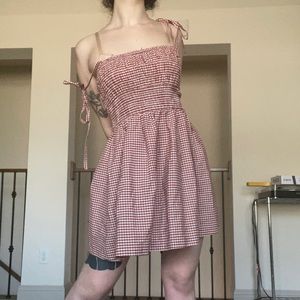 Gingham checkered mini sun dress